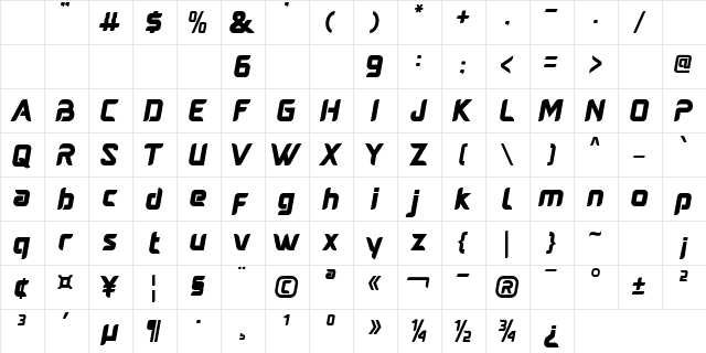 Averus Regular  glyph index
