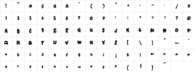 Trail Blaze Regular  glyph index