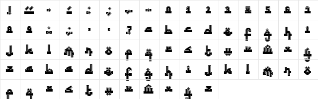 Sinbad the Sailor Regular  glyph index