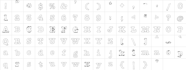 PC Chunky Dash Regular  glyph index