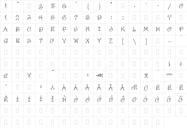 Faithful Fly Plain  glyph index