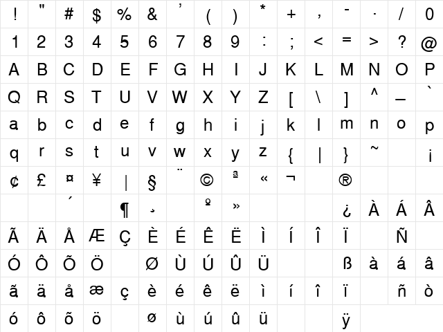 Communication 21 Regular  glyph index