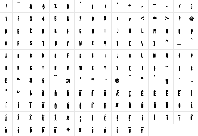 Atlanta ExtraBold  glyph index