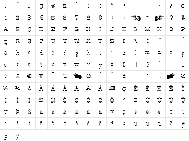 OK Corral Normal  glyph index