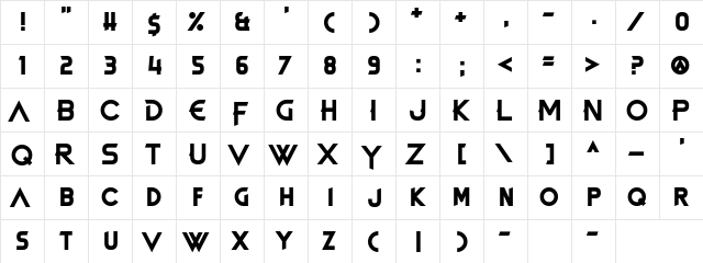 Dead Revolution Regular  glyph index