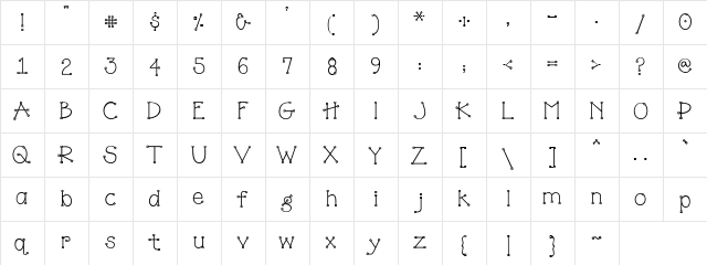 DJ Squared Regular  glyph index