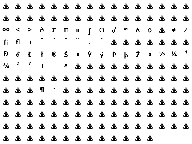 SuperGroteskB Regular  glyph index