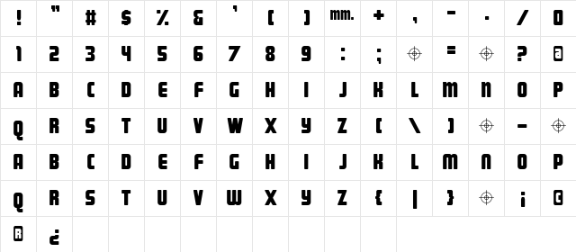Magnum Regular  glyph index