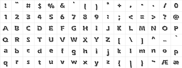 Ink Swipes (BRK) Regular  glyph index
