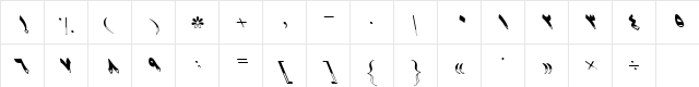B Sahar Regular  glyph index