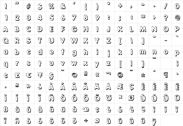 RolandBeckerShadow-Heavy Regular  glyph index