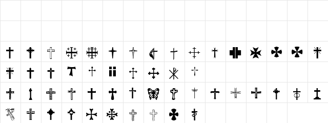 Crosses Collections Regular  glyph index