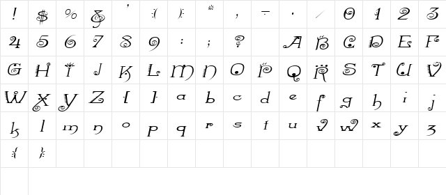 MexacaliExtended Italic  glyph index