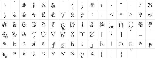 DJ Twirl Regular  glyph index