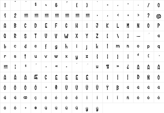 Mezalia Sumatra_PersonalUseOnly Regular  glyph index