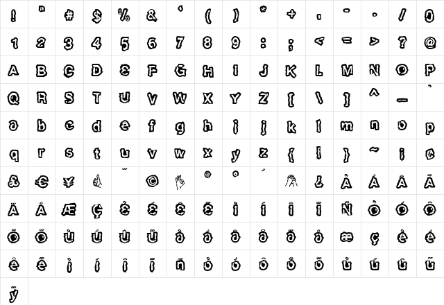 SlackhappyOutline Medium  glyph index