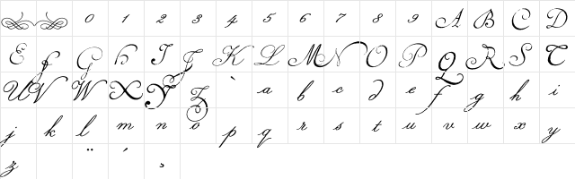 Volutes Regular  glyph index