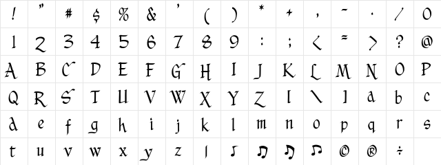 CCYuletideLog Medium  glyph index