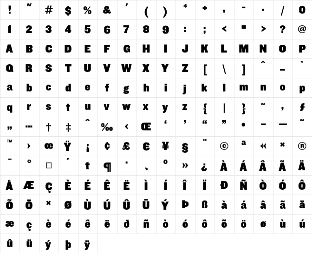 Knockout HTF91-UltmtMiddlewt  glyph index