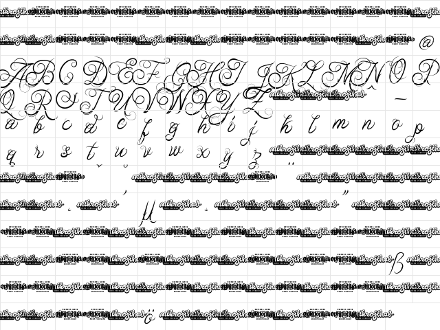 Ababil Script DEMO Regular  glyph index