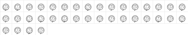 Crossed Hearts Regular  glyph index