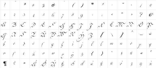 C&#56955&#56615en Kanzley Regular  glyph index