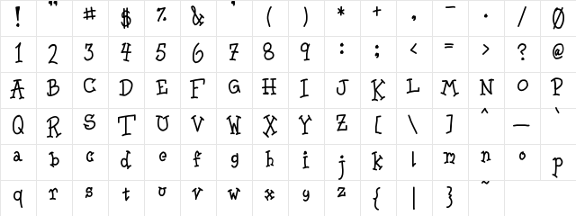 Bookworm Regular  glyph index