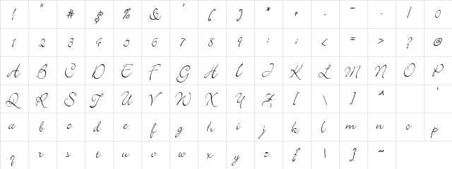 Elegant REGULAR  glyph index