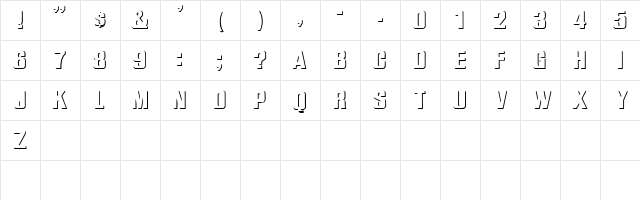 Simple Relief Caps Regular  glyph index