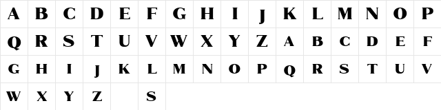 Marques Free Regular  glyph index