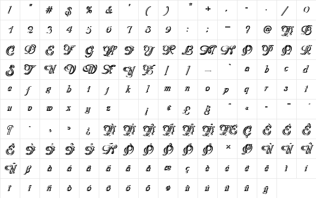 PhyllisIniDRe1 Regular  glyph index