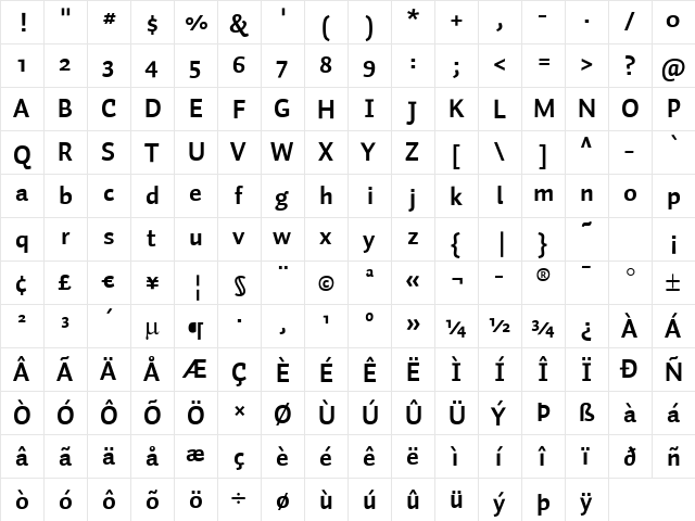 Auto 1 Bold  glyph index