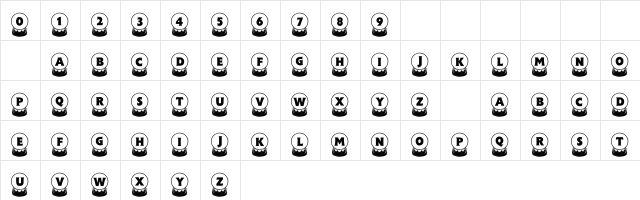 101! Krystal Ball Regular  glyph index