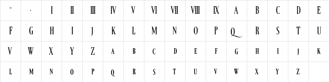 Ferrum Extra-condensed  glyph index