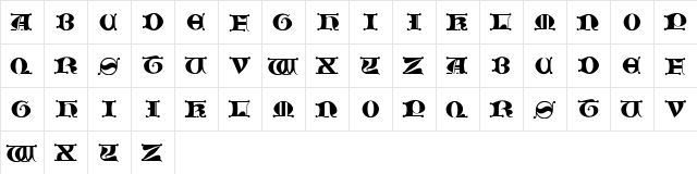 JMH Moreneta CAPS II Regular  glyph index