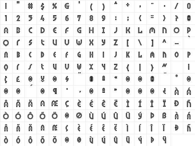 Tokyo Two Regular  glyph index