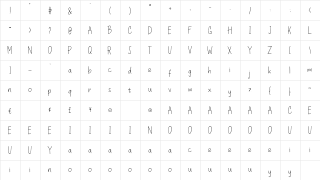 La Petite Regular  glyph index