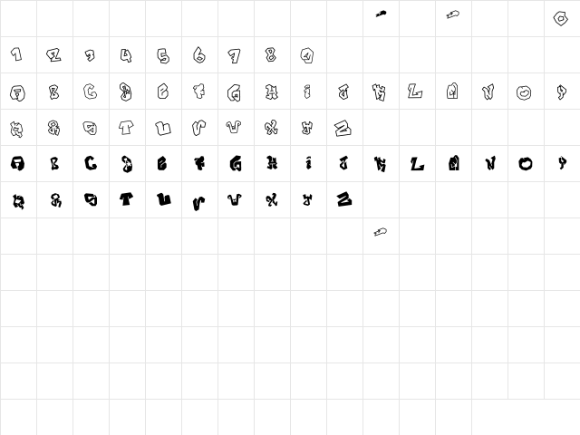 NewWGL4Font Regular  glyph index