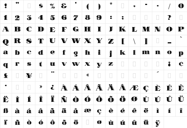 Spotlight Plain  glyph index