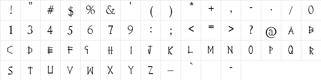 Teer Regular  glyph index