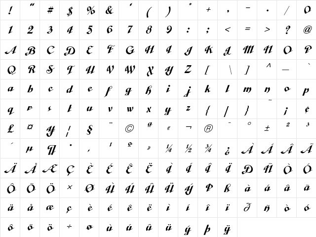 CabargaCursICG SolidAlt  glyph index