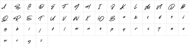 Moriss Ward Free Regular  glyph index