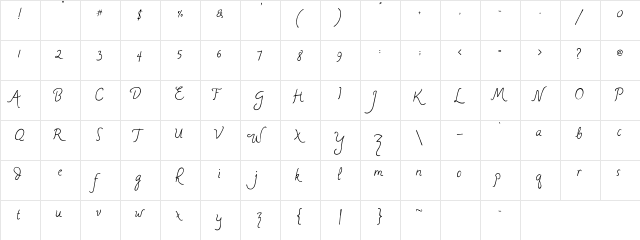 MA Simple Pleasure Regular  glyph index