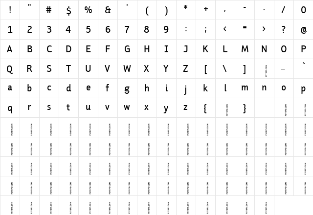 FaceplateSansCGaugeLE Regular  glyph index