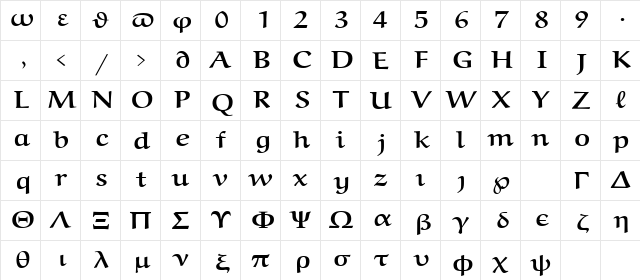 eurb6 Regular  glyph index
