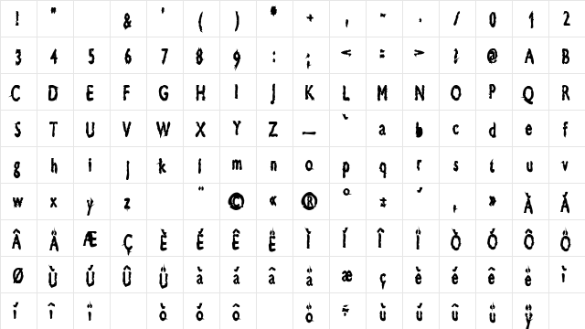 Blue Tone Two  glyph index