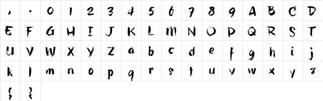 hillBelly_TRIAL regular  glyph index