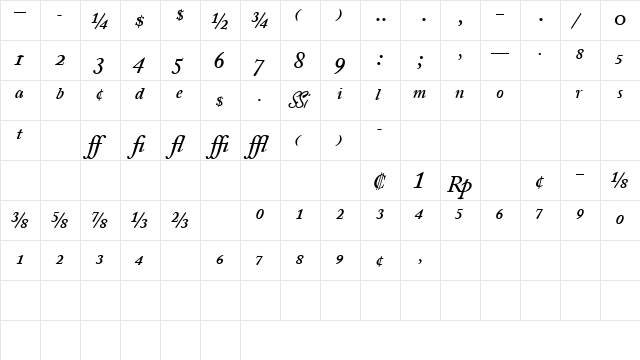 CaslonProSSK Bold Italic  glyph index