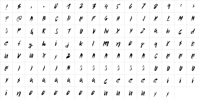 Wolvos Medium  glyph index