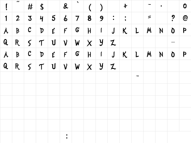 Spicy Regular  glyph index